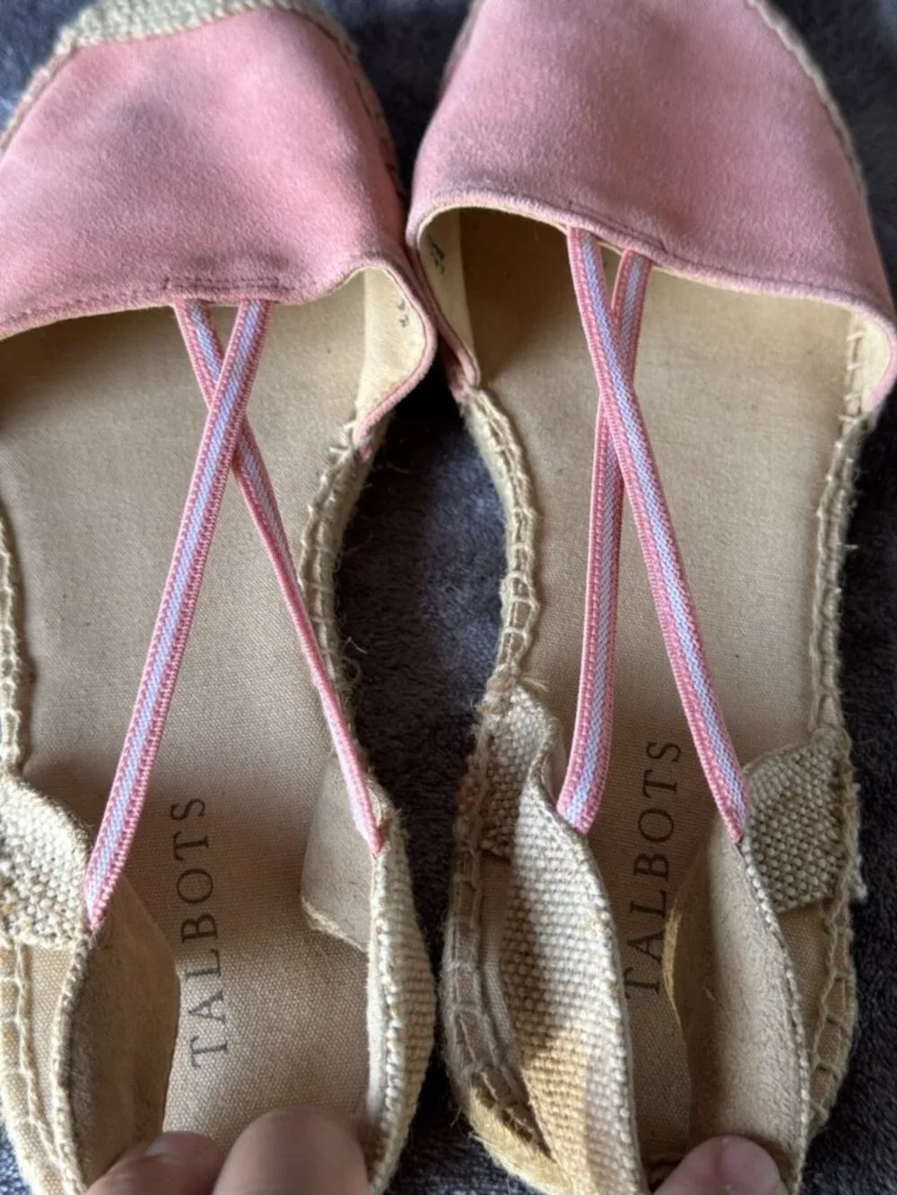 TALBOTS Pink Suede Leather Espadrilles Sandals Flats Sz 9.5 Casual Church Chic